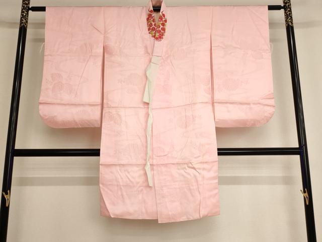 平和屋着物[]七五三　女の子　７歳　祝着　四つ身　長襦袢セット　天井花文　金彩　正絹　逸品　AAAY2869ja