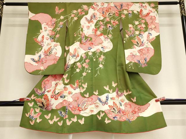 平和屋着物[]七五三　女の子　３歳　祝着　三つ身　花蝶文　金彩　AAAY2876ja
