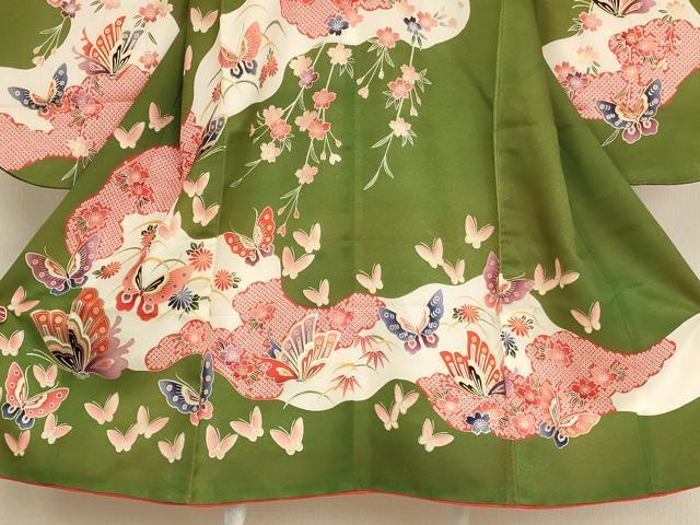 平和屋着物[]七五三　女の子　３歳　祝着　三つ身　花蝶文　金彩　AAAY2876ja