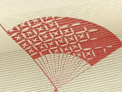 平和屋着物＊夏物 小紋 絽 扇面文 洗える着物 AAAY3002fy