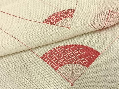 平和屋着物＊夏物 小紋 絽 扇面文 洗える着物 AAAY3002fy
