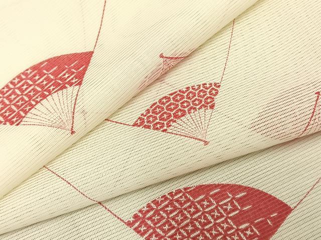 平和屋着物＊夏物 小紋 絽 扇面文 洗える着物 AAAY3002fy