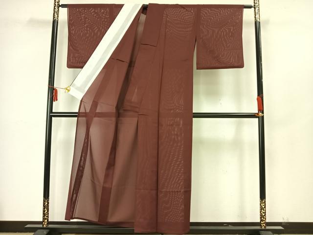 平和屋着物＊夏物 色無地 絽 小豆色 洗える着物 AAAY3104fy