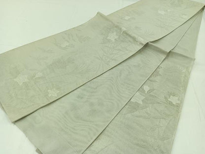 平和屋着物＊夏物 六通柄袋帯 草花文 銀糸 正絹 逸品 AAAY3281jh