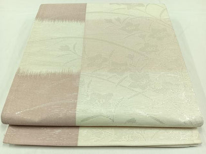 平和屋着物＊夏物 六通柄袋帯 芝花文 銀糸 正絹 逸品 AAAY3286jh