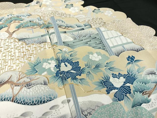 平和屋着物■豪華黒留袖　駒刺繍　風景文　金彩　正絹　逸品　AAAY3527mf