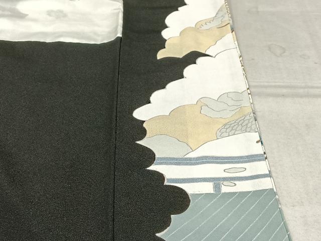 平和屋着物■豪華黒留袖　駒刺繍　風景文　金彩　正絹　逸品　AAAY3527mf