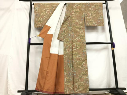 平和屋着物■上質な紬　更紗草花文　正絹　逸品　AAAY3877mf