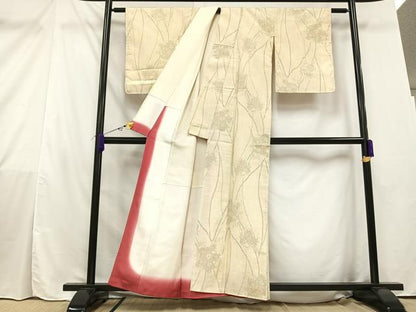 平和屋着物■上質な紬　草花文　正絹　逸品　AAAY3887mf
