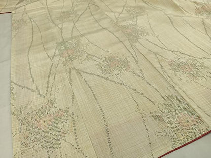 平和屋着物■上質な紬　草花文　正絹　逸品　AAAY3887mf