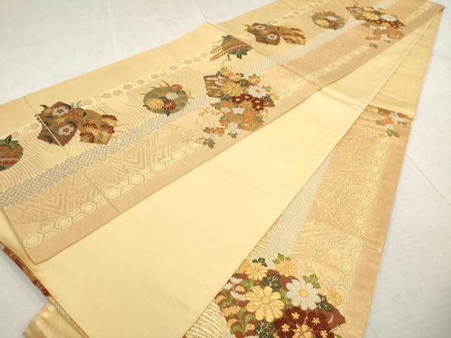 平和屋着物◎六通柄袋帯 唐織 花丸文 金糸 正絹 逸品 AAAY4256sg