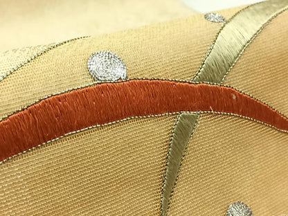 平和屋着物＊夏物　太鼓柄袋帯　総刺繍　駒刺繍　露芝文　金糸　正絹　逸品　AAAY4283jh