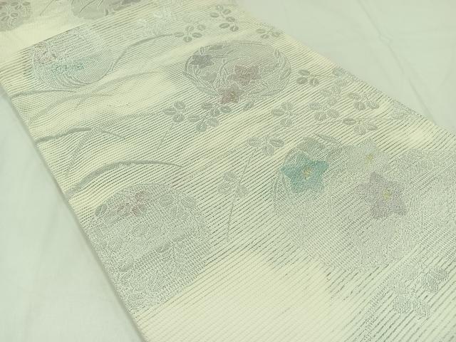 平和屋着物＊夏物 六通柄袋帯 花丸文 銀糸 正絹 逸品 AAAY4297jh