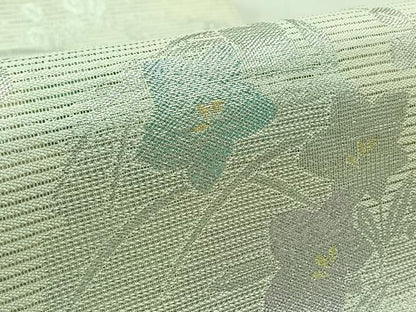平和屋着物＊夏物 六通柄袋帯 花丸文 銀糸 正絹 逸品 AAAY4297jh