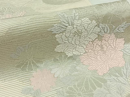 平和屋着物＊夏物 六通柄袋帯 草花文 銀糸 正絹 逸品 未使用 AAAY4329jh