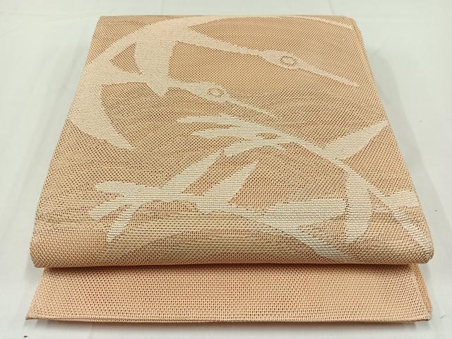 平和屋着物＊夏物　太鼓柄袋帯　流水飛鶴文　正絹　逸品　AAAY4332jh