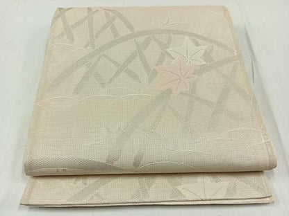 平和屋着物＊夏物　六通柄袋帯　籬楓文　銀糸　正絹　逸品　AAAY4339jh