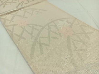 平和屋着物＊夏物　六通柄袋帯　籬楓文　銀糸　正絹　逸品　AAAY4339jh