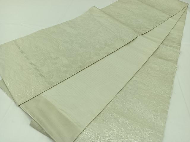 平和屋着物＊夏物　六通柄　本袋帯　萩文　千草鼠色　銀糸　正絹　逸品　AAAY4356jh