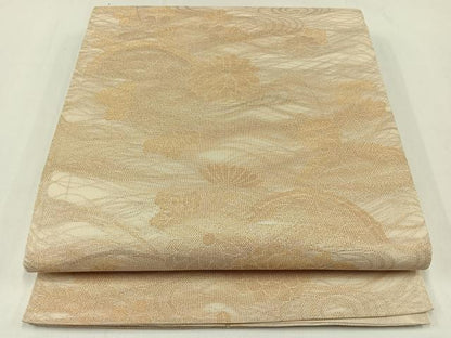 平和屋着物＊夏物　六通柄袋帯　流水花文　金糸　正絹　逸品　AAAY4358jh