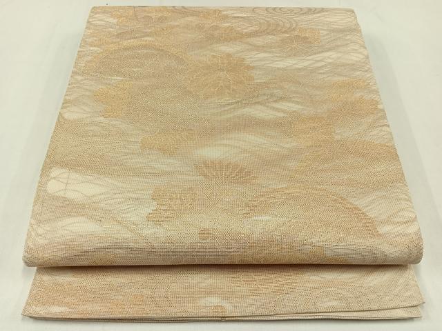 平和屋着物＊夏物　六通柄袋帯　流水花文　金糸　正絹　逸品　AAAY4358jh
