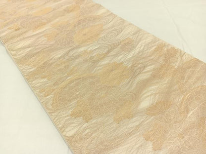 平和屋着物＊夏物　六通柄袋帯　流水花文　金糸　正絹　逸品　AAAY4358jh