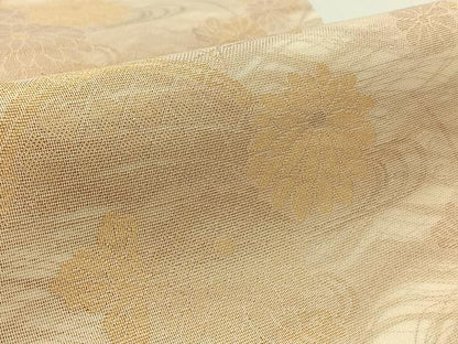 平和屋着物＊夏物　六通柄袋帯　流水花文　金糸　正絹　逸品　AAAY4358jh