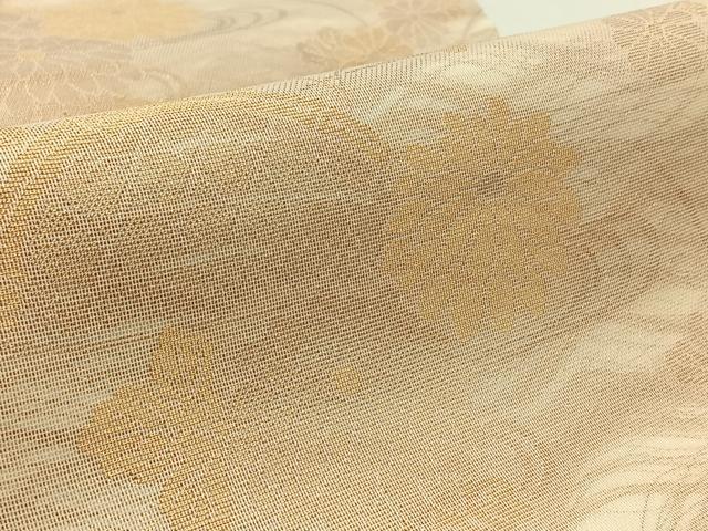 平和屋着物＊夏物　六通柄袋帯　流水花文　金糸　正絹　逸品　AAAY4358jh