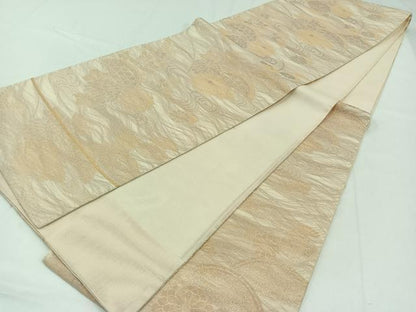 平和屋着物＊夏物　六通柄袋帯　流水花文　金糸　正絹　逸品　AAAY4358jh
