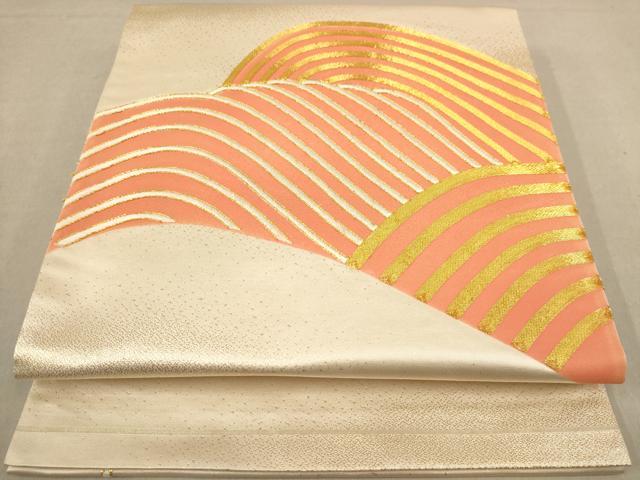平和屋着物◎太鼓柄袋帯　駒刺繍　立波文　金糸　正絹　逸品　AAAY4390dt
