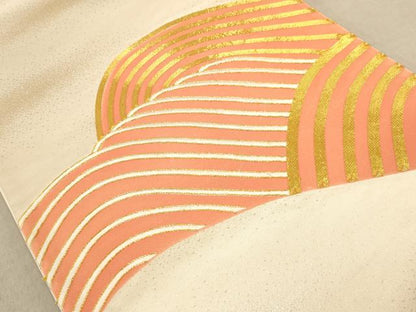 平和屋着物◎太鼓柄袋帯　駒刺繍　立波文　金糸　正絹　逸品　AAAY4390dt