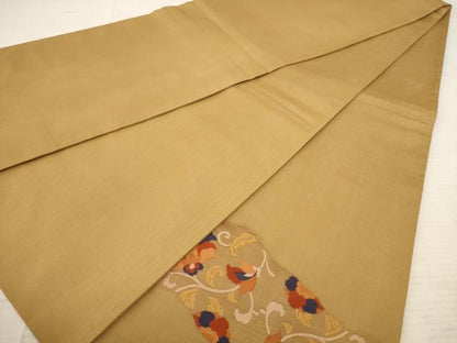 平和屋着物◎太鼓柄袋帯　すくい織り　更紗花文　正絹　逸品　AAAY4448dt