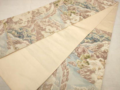 平和屋着物◎六通柄袋帯　清流　金糸　正絹　逸品　AAAY4460dt