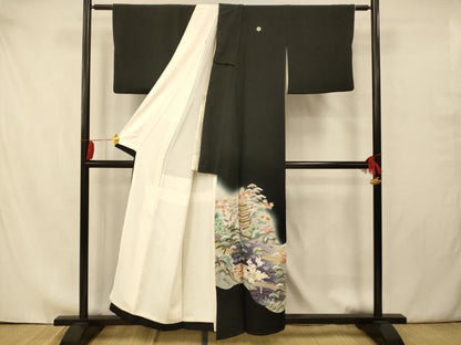 平和屋着物■豪華黒留袖 風景文 暈し染め 金彩 正絹 逸品 AAAY4606fw