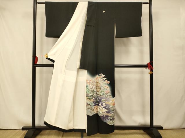 平和屋着物■豪華黒留袖 風景文 暈し染め 金彩 正絹 逸品 AAAY4606fw