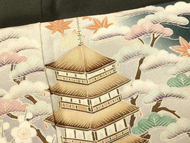 平和屋着物■豪華黒留袖 風景文 暈し染め 金彩 正絹 逸品 AAAY4606fw
