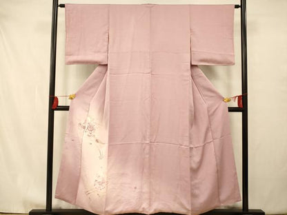 平和屋着物■色留訪問着　刺繍　流水花車文　暈し染め　金糸　正絹　逸品　AAAY4654fw