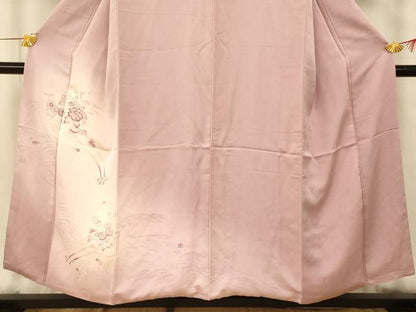 平和屋着物■色留訪問着　刺繍　流水花車文　暈し染め　金糸　正絹　逸品　AAAY4654fw