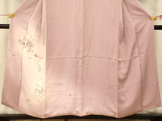 平和屋着物■色留訪問着　刺繍　流水花車文　暈し染め　金糸　正絹　逸品　AAAY4654fw