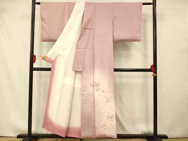 平和屋着物■色留訪問着　刺繍　流水花車文　暈し染め　金糸　正絹　逸品　AAAY4654fw