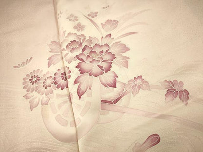 平和屋着物■色留訪問着　刺繍　流水花車文　暈し染め　金糸　正絹　逸品　AAAY4654fw