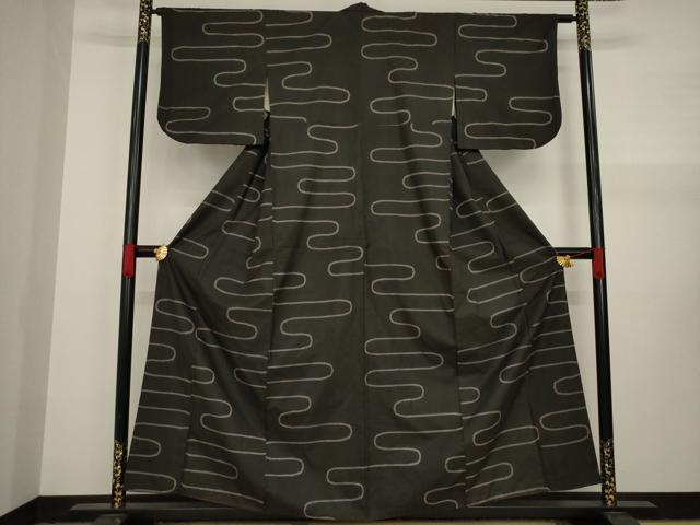 平和屋着物●本場大島紬　一元７マルキ　エ霞文　正絹　逸品　AAAY4687ck