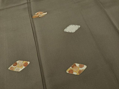 平和屋着物●銀座きしや　訪問着　駒刺繍　花菱文　正絹　逸品　AAAY4688ck