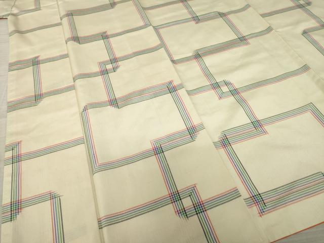 平和屋着物●上質な紬 幾何学文様 正絹 逸品 AAAY4700ck
