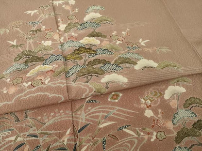 平和屋着物●訪問着　友禅　刺&amp;#32353;　吉祥宝尽くし　金糸　金彩　正絹　逸品　AAAY4706ck
