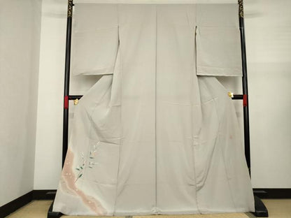 平和屋着物●本加賀友禅作家　成竹登茂男　訪問着　枝花文　浜ちりめん　暈し染め　仮絵羽　正絹　逸品　未使用　AAAY4735ck
