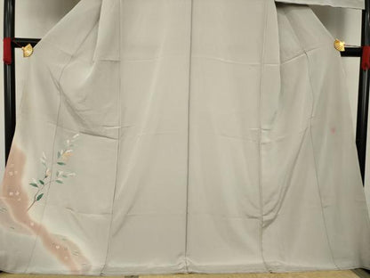 平和屋着物●本加賀友禅作家　成竹登茂男　訪問着　枝花文　浜ちりめん　暈し染め　仮絵羽　正絹　逸品　未使用　AAAY4735ck