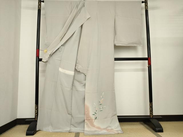 平和屋着物●本加賀友禅作家　成竹登茂男　訪問着　枝花文　浜ちりめん　暈し染め　仮絵羽　正絹　逸品　未使用　AAAY4735ck