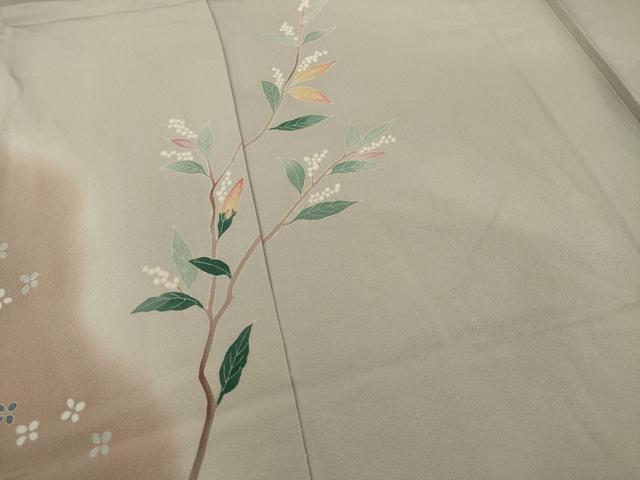 平和屋着物●本加賀友禅作家　成竹登茂男　訪問着　枝花文　浜ちりめん　暈し染め　仮絵羽　正絹　逸品　未使用　AAAY4735ck
