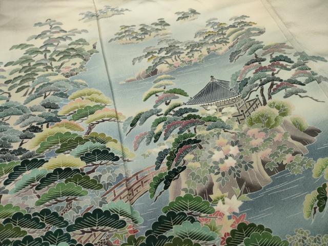 平和屋着物●十日町友禅作家　阿部佳雪　色留袖　松島　暈し染め　正絹　逸品　AAAY4737ck